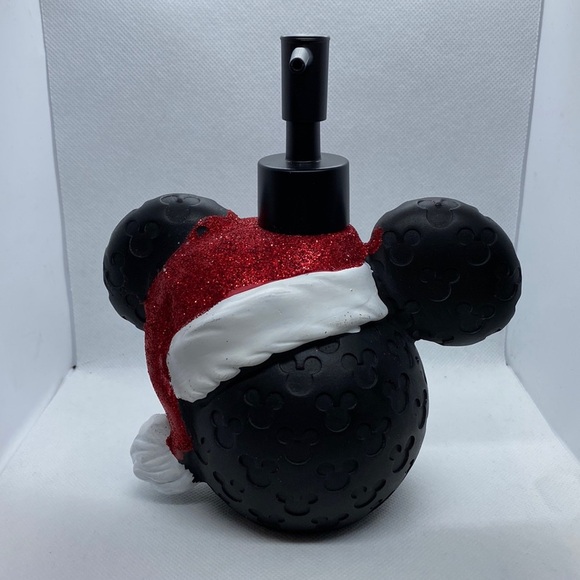 Disney Other - Disney Christmas Mickey Mouse Red Glitter Santa Hat Soap Dispenser